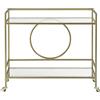 Beliani Carrello da cucina dorato a due ripiani aperti in vetro 90 x 35 cm