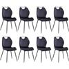 GrandCA HOME Set di 8 Sedie da Pranzo, Sedie da Cucina in Stile Nordico, Rivestimento in Velluto Olandese, Gambe in Metallo — Per Sala da Pranzo, Cucina e Soggiorno (Nero)