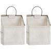 NUOBESTY Organizer da Parete Tasche da Appendere, 2 Pezzi in Bianco | Tessuto di Cotone, Tasche Laterali e Ampia Apertura Centrale, Adatto a Casa per Riviste e Chiavi