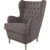 Furninero - Poltrona a orecchioni, Stile Chesterfield, Trapuntato a Rombi con Bottoni Profondi, Gambe arrotondate in Rovere, Softi Chocolate Tessuto (Idrofobiche), Marrone