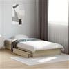 CIOURSTO Struttura Letto, Materiale in Legno Composito, Letto Contenitore in Legno con 4 Cassetti e Robuste Doghe in Compensato, Facile Montaggio (90 x 200 cm)