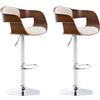 CLP Set 2 Sgabelli Rétro Kingston Con Braccioli I Sgabelli Bar Girevoli 360° In Stoffa E Legno I Sgabelli Alti Regolabili 63-77 CM Colore noce/crema