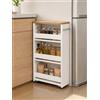 Ginhow Carrello Portatutto Stretto Bianco da Cucina 5 Ripiani 40×22×108cm