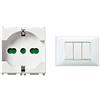 Vimar Presa 2Pcon T 16A Universale, Bianco & Placca 3 m, Bianco