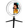 Grundig Ringlight - Lampada ad anello con treppiede, 25 cm, lampada ad anello Tiktok con 120 LED, 3 modalità di illuminazione, cavo USB, con supporto per telefono
