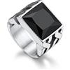 Bandmax Anello Uomo in Acciaio Inossidabile, Anello Argento Uomo con Pietra Nero,Anello Triquetra Nodo Celtico Misura 14.5 Circonferenza 54.4mm, Confezione Regalo