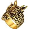 U7 Anello Drago Uomo Pesonalizzato, Anelli Punk Vintage Uomo Oro, 11 Misura Anelli Drago Acciaio Inossidabile Modo, Anello Gotico Regalo per Adulti Ragazzi