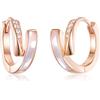 PHNIBIRD Orecchini Oro Rosa in Argento Sterling 925 con Zirconi e Madreperla Regalo Accessori Moda Regalo Donna Elegante e Brillante