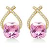 YONVUN austriaco cristallo goccia orecchini placcati 18K / oro rosa zircone pietra preziosa appesa orecchini rubino zaffiro smeraldo argento gioielli regalo per moglie mamma figlia fidanzata