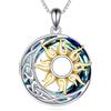 YAFEINI Collana Sole e Luna per Donna Argento Sterling 925 Opale Celtico Mezzaluna Ciondolo Pietra di Luna Regalo di Gioielli per Ragazze (cristallo)