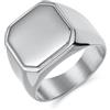 Grewod Anello Uomo Acciaio Inossidabile Sigillo Lucido Argento Misura 25, 16mm, Anelli Fedina