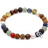 Kuzzoi Buddha - Bracciale da uomo da surfista, con perline emoji e perle di agata (6 mm), 23 cm, Argento sterling, diaspro Perla