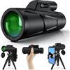 Kimwood - Telescopio monoculare ad alta potenza, 12 x 50 HD, con supporto per smartphone, cannocchiale monoculare con prisma BAK4, impermeabile, portatile per animali selvatici e uccelli