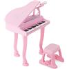 RELAX4LIFE Pianoforte per Bambini con 31 Tasti e Sgabello, Tastiera Pianoforte Elettronico con Microfono, Funzione di Registrazione e Riproduzione, Giocattolo Musicale per Bambini 3+ Anni (Rosa)