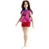 Barbie Fashionistas Bambola in Top Rosa con Volant e Shorts Rossi, Uno Stile da Collezionare, FJF58