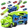 Ulikey Dinosauri Camion Macchinine per Bambini, Camion Giocattolo con 8 Auto Da Corsa Macchinine, Portatile Camion Dinosauro Regalo di Compleanno per Bambini 3, 4, 5, 6 7 Anni