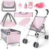 deAO Set Gioco Bambole con Passeggino Culla e Accessori per Bambina 3+ Anni