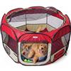 AQPET Box per Animali Cani e Gatti Cuccioli recinto Pieghevole Tessuto Impermeabile (Rosso, Rosso)