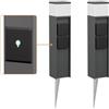 ledscom.de 2 lampade da terra PODEL con picchetto da terra per esterni, Smart Home, 39 cm, antracite, 2 prese, lampadina G9 inclusa, 596 lm, bianco