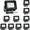 Izrielar Faretto LED per Esterni 10W 10 Pezzi, Super Luminoso 900LM, Proiettore LED Impermeabile IP66, Bianco Freddo 6000K, per Giardino, Cortile, Garage, Campo Sportivo