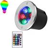 QICBYING Luce LED Sommergibile RGB - Faretto Da Incasso Per Esterni, Faretto Da Pavimento A LED Con Telecomando Lampada Da Giardino Interrata Impermeabile IP68 Faretto Da Incasso A LED Che Cambia Colore(12V,3W