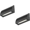 ledscom.de 2x Lampada da parete LED/luce per scale SEGIN per esterni, IP54, piatta, downlight, nero opaco, angolare, 3,8 W, 265lm, bianco caldo