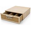 Generico Cassetto Porta Cialde in Legno Chiaro 3 Scomparti con Maniglia 30x30x10 cm | Design artigianale, Cucina e ufficio, Salvaspazio, Mantiene ordinate le cialde, Maniglia resistente
