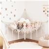 AUAUY Amaca Porta Peluche,Boho Giocattoli Rete Portaoggetti con Ganci-Beige | con Nappe, Mensola Angolare Sospesa, per Riporre, Oggetti, Decorare
