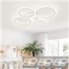 KeLuKes Plafoniera LED Soffitto Dimmerabile, 74cm Lampadario Soffitto con Telecomando, Lampadari Moderni a 4 Anelli con Funzione Memory per Soggiorno Camera da Letto, Bianca