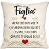 Bommex Cuscino Cover 'A Mia Figlia' - Regalo da Mamma e Papà per Compleanno, Laurea, Natale - Ti Ricorda Quanto Ti Amo