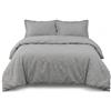 INTRECCI Parure Copripiumino Matrimoniale Seersucker 255x200 cm | Sacco Copripiumino Goffrato No Stiro con 2 Federe a 4 Volant | Tessuto Anallergico Morbido Oeko-Tex | Colore: Grigio