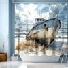 GXUNNAA Tenda da doccia nautica decorativa retrò in tessuto di poliestere impermeabile con 12 ganci doccia bagno lavabile caduta cm 180x180