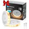 Aigostar 2 Pezzi Luce Notturna LED con Sensore di Movimento, Luci Notturne con 2 Temperature di Colore, Luce Armadio USB Ricaricabile con Striscia Magnetica Adesiva per Camere, Corridoio, Cucina