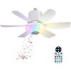 UEXEDO Ventilatore da Soffitto LED con Luce RGB Regolabile, Lampada Ventilatore da Soffitto E27 con Interfaccia, Telecomando e Altoparlante Bluetooth, 3 Velocità 3 Timer, Plafoniera Ventilatore per Soggiorno