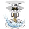 Zuxbolf Tappo per Lavandino Bagno,Tappi Bidet Universale Pop Up per Foro di Scarico 25-46 mm,Piletta Click Clack,Tappo di Scarico in Metallo per Filtro Lavandino Bagno, Cucina, Lavabo