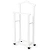 Compactor ALFRED Indossatore Doppio in Bambù, Finitura Bianca, con 4 Ruote Piroettanti, Gruccia e Barra Portapantaloni, Appendiabiti da Camera, 42 × 20 × H98,5 cm