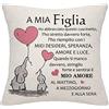 Bommex Regalo di Mamma Papà Figlia Cuscino Copertina Compleanno Ringraziamento Natale (A Mia Figlia)
