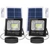 Themishop Set 2x Faro Solare LED 800W con Pannello Solare, Luce Esterno 6500K Ultra Potente, Sensore Crepuscolare Automatico, Telecomando, IP66 Impermeabile, Faretti da Esterno per Giardino, Cortile, Strada