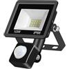 CTWUYOU Faretto led Esterno con Sensore di Movimento 10W，IP66 Proiettori Faretto Led Impermeabile 6500K Bianco Freddo Illuminazione di Sicurezza per Giardino, Patio, Garage, Ingresso