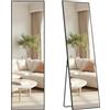 SONGMICS Specchio a Figura Intera, 150 x 40 cm, Specchio da Terra Rettangolare con Supporto, Cornice in Lega di Alluminio, Vetro Temperato, Camera da Letto Soggiorno, Nero Inchiostro LFM054BD01