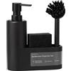 Black Sweden Home blackswedenhome. Organizer lavello con dispenser sapone rimovibile, spazzola e spugna - Organizer cucina in pietra artificiale, set lavello, nero opaco