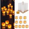 FUELYE Confezione da 10 lanterne galleggianti a forma di stella da 15,2 cm con base in legno impermeabile, lanterne d'acqua di carta decorative con candela LED (10 set di lanterne + candele LED senza