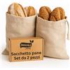 Natürlich Hanf Sacchetti Pane 2 Pezzi - Sacchetti per Pane realizzati 100% Canapa Naturale | Porta pane in stoffa per mantenere fresco | Portapane riutilizzabile | Linen Bread Bag 2x 40x50 cm