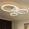 KeLuKes Plafoniera LED Soffitto Dimmerabile, 59cm Lampadario Soffitto con Telecomando, Lampadari Moderni a 3 Anelli con Funzione Memory per Soggiorno Camera da Letto, Bianca