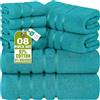 Utopia Towels Set Asciugamani Lusso 8 Pezzi,Turchese | 2 Asciugamani Da Bagno, 2 Asciugamani A Mano, 4 Strofinacci, Altamente Assorbenti, 97% Cotone Filato Ad Anello