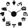 VCS Formaggio e vino Adesivi artistici per cucina moderna Fai da te Orologio da parete gigante grande Bevanda alcolica Pub Bar Segno Cork Screw Decorativo(nero,70CM)