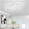 KeLuKes Plafoniera da Soffitto Moderna e Telecomando, 80cm Lampada led Soffitto Anneau, Lampadari Dimmerabile 60W, Lampadario da Soffitto Pour Salon Salle à Manger, Blanc