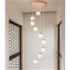 DOCJX Lampada A Sospensione E27 Scala Moderna In Legno Lampada A Sospensione Lunga Per Soffitti Alti Lampadari A Lunghezza Regolabile Plafoniera In Legno Paralume Per Scale, Soggiorni, Sala Da Pranzo(