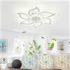KeLuKes Lampadario Ventilatore da Soffitto Design, 88cm Plafoniera Ventilatore Compatibile con Alexa e Google Assistant, Dimmerabile Timer Reversibile Ventilatore Fiore per Soggiorno, Bianco