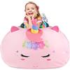 GAGAKU Pouf di peluche a forma di unicorno, 200 l, XXL, per la cameretta dei bambini, grande unicorno, con chiusura lampo, per organizzare - rosa, XXLarge